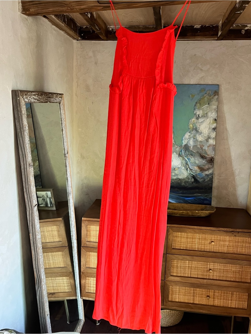 Dex Vibrant Red Spaghetti-Strap Maxi Dress